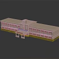 Modern Commercial Complex Building Model With Symmetrical Structure Multiple Windows And Entrance Area 3d model