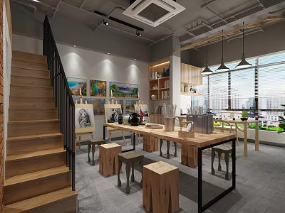 Modern Digital Store Interior With Electronic Products Display And Wooden Shelves 3d model