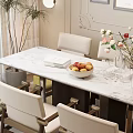 Elegant Modern Restaurant Interior With Marble Dining Table Green Beige Chairs Decorative Paintings And Plants