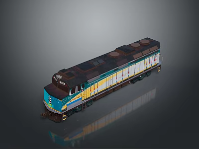 Vintage Model Train With Blue Yellow Brown Carriages Shiny Surface And Detailed Design 3d model