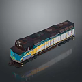 Vintage Model Train With Blue Yellow Brown Carriages Shiny Surface And Detailed Design