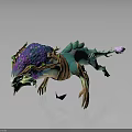 Magical Fantasy Creature With Green Body Purple Crystal Back Tree Root Legs And Horns