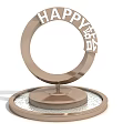 Decorative Garden Ornament With Circular Ring Happy Lettering And Pebble Base