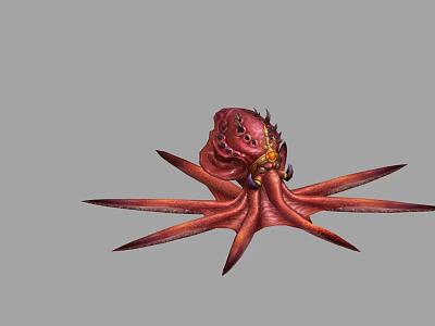 Red Octopus Like Monster Character With Multiple Tentacles For Game And Film 3d model