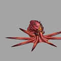 Red Octopus Like Monster Character With Multiple Tentacles For Game And Film