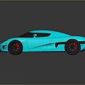 Vibrant Blue Sports Car With Sleek Aerodynamic Body And Black Wheels Design