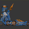 Transformable Blue And Orange Robot Model With Two Forms Standing And Vehicle
