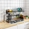 Practical Kitchenware Organizer With Dish Rack Plates Bowls Knives And Cutting Board