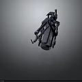 Futuristic Double Barrel Weapon With Mechanical Backpack Design And Metal Pipes