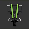 Fitness Leg Exercise Machine With Green Handles Weight Plates And Foot Pedal
