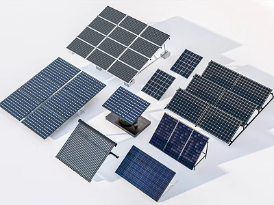 Public Facilities Installed With Multiple Solar Panels For Green Energy Production 3d model