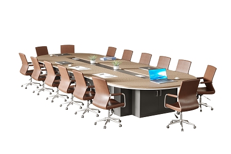 Modern Conference Table and Chair Office Chair Long Conference Table 3d model