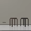 Minimalist Modern Brown And Black Stools With Curved Legs In Light Room