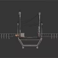 Industrial Platform Structure With Tall Poles Suspended Cables And Metal Tracks