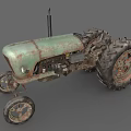 Rusty Vintage Tractor With Large Wheels Classic Design And Old Metal Body