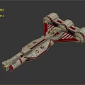 3D Model Red White Starship With Detailed Structure And Engine Design 3d model