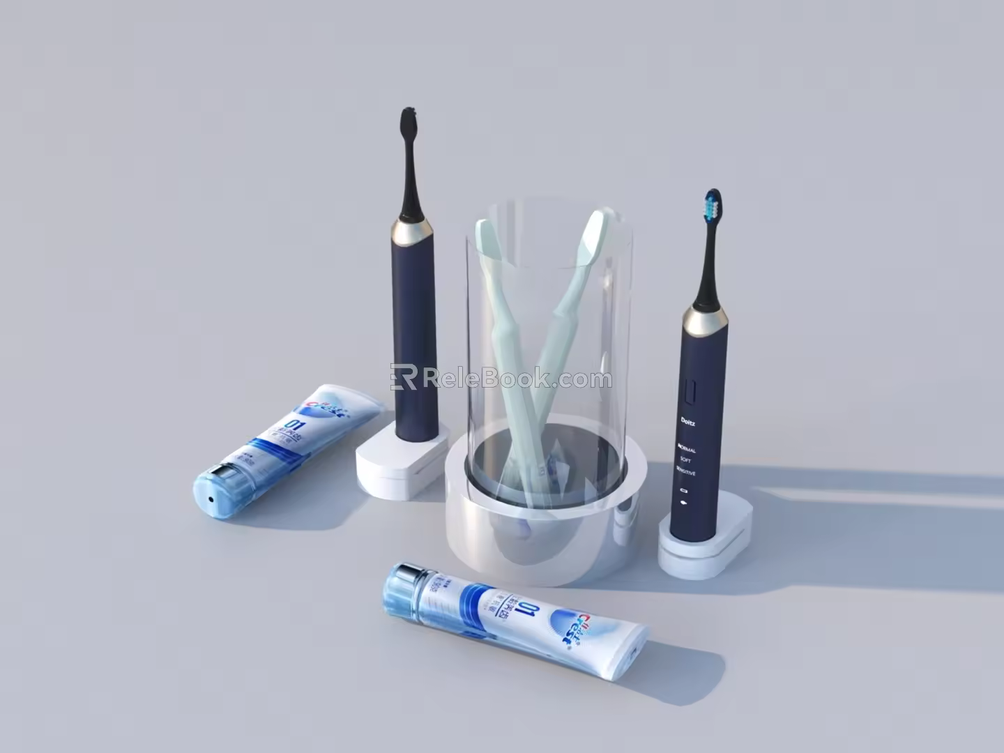 Toothbrush Toothpaste 3D Model 3d model