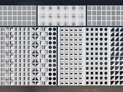 Architectural Components With Various Geometric Patterns Including Squares Circles Triangles And Hollow Designs 3d model