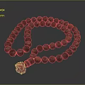 Round Black Beads Necklace With Red Flower Accent On Dark Background