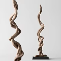 Brown Spiral Sculpture Carving With Flowing Lines And Hanging Artistic Design