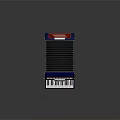Modern Blue Red Black Accordion Musical Instrument With Piano Keyboard And Shiny Surface