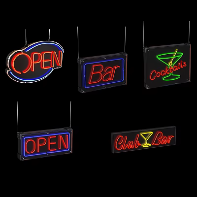 Modern decorative lights neon signs 3d model Modern decorative lights neon signs 3d model