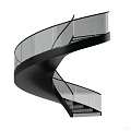 Elegant Modern Spiral Staircase With Glass Railing And Black Steps Design