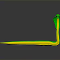Green and Yellow Snake 3D Model on Dark Background with Reflection 3d model