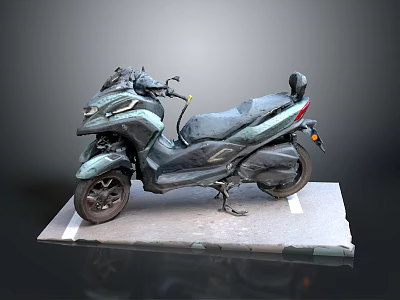 Modern Dark Teal Scooter Motorcycle On Display Platform With Gray Background 3d model
