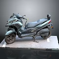 Modern Dark Teal Scooter Motorcycle On Display Platform With Gray Background 3d model