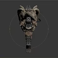 Intricate Mythical Style Decorative Gun With Stone Like Texture And Bone Inspired Carvings