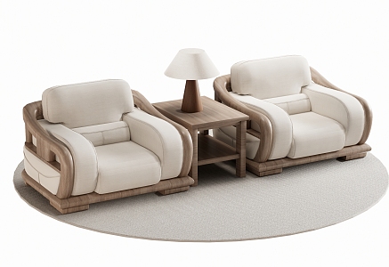 New Chinese-style Single Sofa 3d model