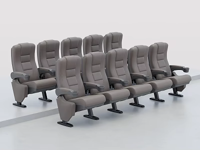 Gray Modern Public Seating With Armrests Arranged In Rows For Public Spaces 3d model