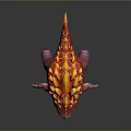 Game Movie Mythical Creature Character With Flame Like Orange Mane And Pink Scaled Body