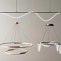 Modern Chandelier With Circular Double Ring And Curved LED Strip Hanging Design