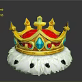Golden Crown With Red Lining Blue Red Gemstones Cross Top Spikes Feather Base Black Accents