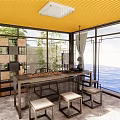 Modern Garden Pavilion With Glass Walls Metal Frame And Lawn Area Outdoor