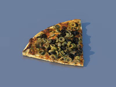 Delicious Pizza Slice Topped With Green And Black Olives And Melted Cheese 3d model