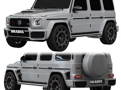 Silver BRABUS Modified SUV Front And Rear Views 3d model