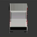 White And Red Robot With Mechanical Body Antennas And Display Screen Standing On Dark Background