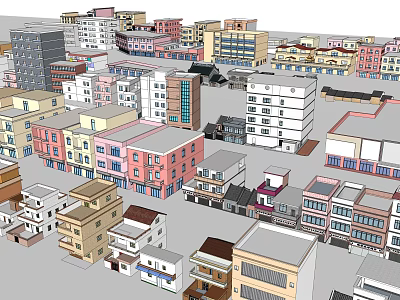 Detailed 3D Urban Building Model Featuring Various Colorful Multi story Residential And Commercial Structures 3d model