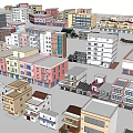 Detailed 3D Urban Building Model Featuring Various Colorful Multi story Residential And Commercial Structures