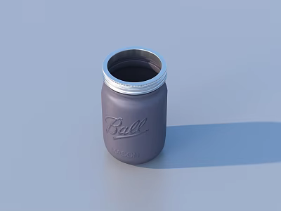 Stylish Purple Ball Brand Mason Jar With Silver Lid For Household Storage 3d model