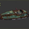 Vintage Teal Rusted Boat Exterior With Weathered Metal And Classic Design