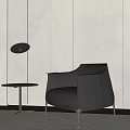 Modern Black Leather Single Sofa With Round Side Table And Pendant Light 3d model