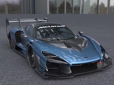 McLaren Blue Sports Car With Aerodynamic Rear Wing And Sporty Exterior Design 3d model