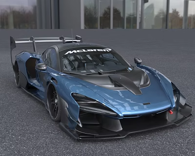 McLaren Blue Sports Car With Aerodynamic Rear Wing And Sporty Exterior Design 3d model