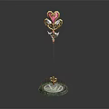 Heart Shaped Top Staff Weapon With Pink Gem And Golden Decoration On Base
