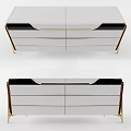 Elegant Modern Decorative Cabinet With White Drawers Black Trim And Gold Accents