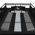 Contemporary Runway Stage Interior Design With Bright Lighting Shiny Floor And Seats
